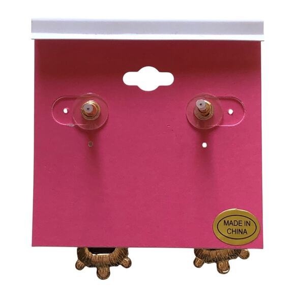 Isaac Mizrahi NWT Gold Plated Faux Pearl Shiny Stones Black Stones Earrings - Picture 7 of 10